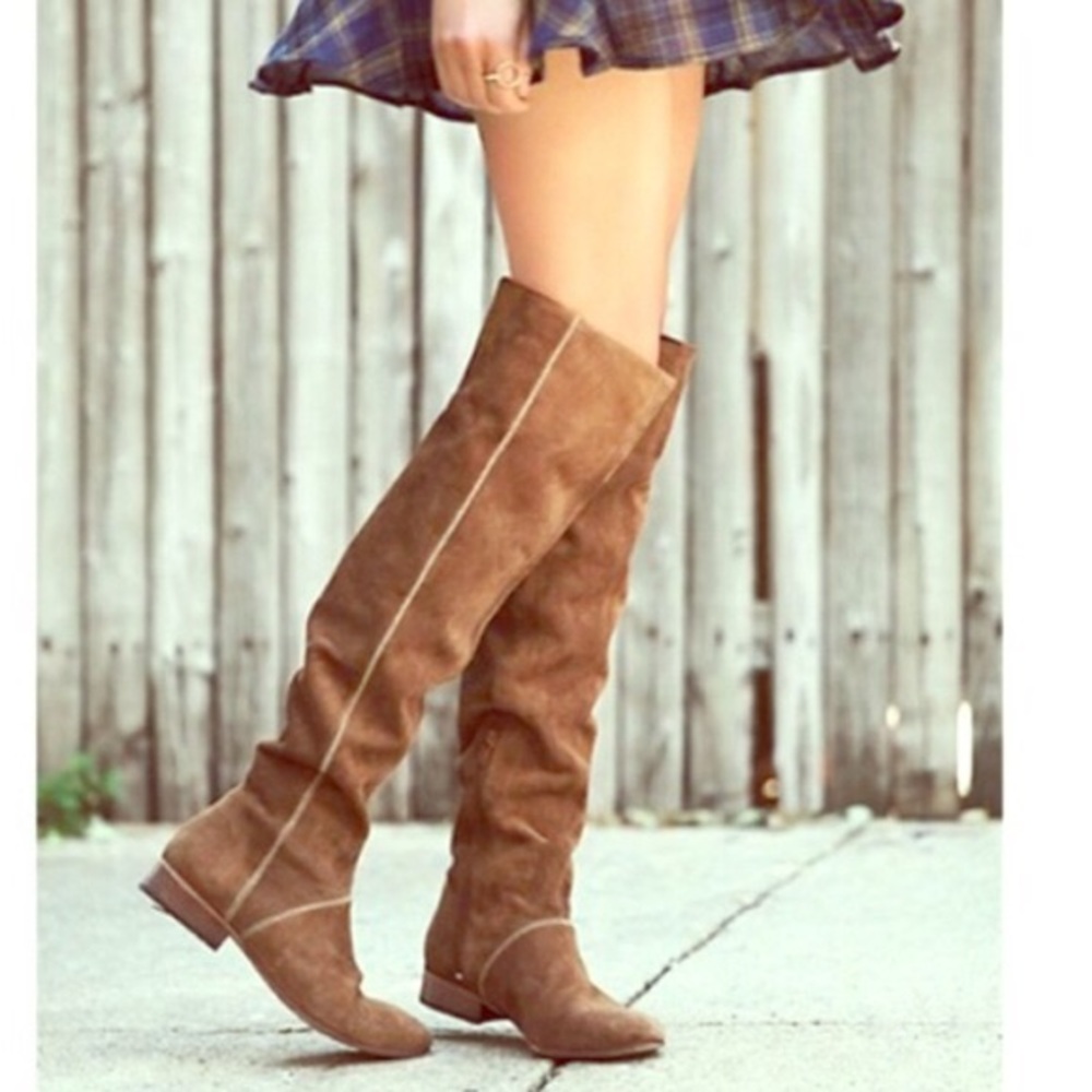 Free People Grandeur Brown Over the Knee Boots 40